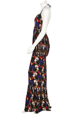 Lot 159 - A Karl Lagerfeld for Chloé silk dress printed with pixilated dancers, 1970s