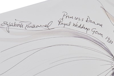 Lot 170 - Elizabeth Emanuel sketch for Princess Diana's 1981 bridal gown
