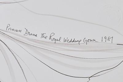 Lot 176 - Elizabeth Emanuel fashion sketch for the 1981 Royal Wedding dress worn by Princess Diana