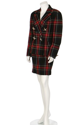 Lot 210 - A Moschino tartan wool suit with novelty 'tap handle' buttons, circa 1990