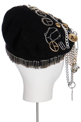 Lot 203 - A rare Judy Blame customized beret and belt, circa 1985