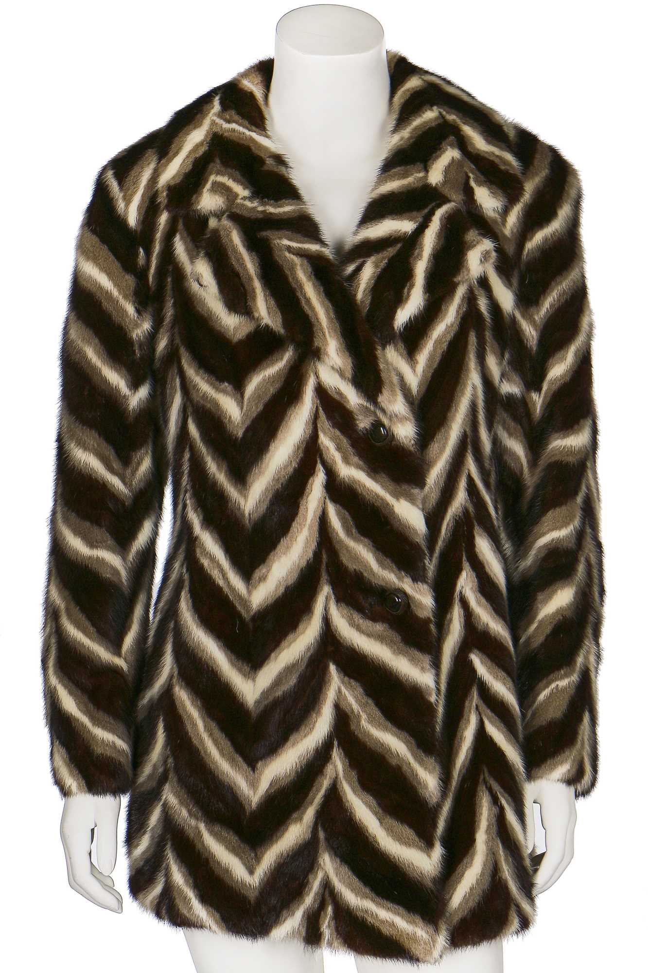 Lot 26 - An intarsia mink coat in overall zig-zag design, 1960s