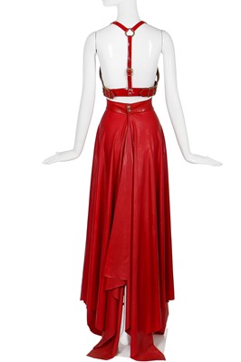 Lot 295 - A Lady Gaga-worn 'Red Bleeding' look, comprising red latex skirt by Karina Akopyan and Carapace patent leather bullet bra, 2017