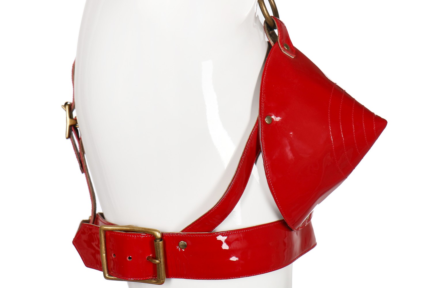 Charlene Patent Leather Bra in Red