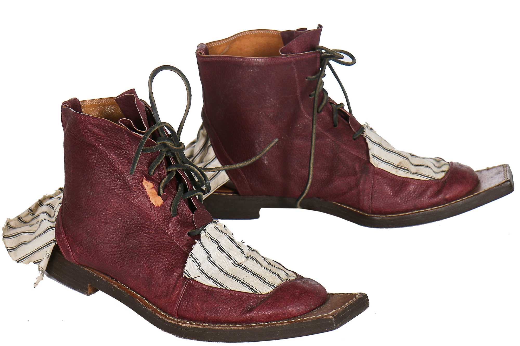 Lot 192 - A rare pair of Patrick Cox for John Galliano 'Hobo' boots, 'Fallen Angels' collection, Spring-Summer 1986