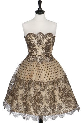 Lot 99 - A Chantilly lace cocktail dress, probably Lanvin-Castillo ready to wear, circa 1955