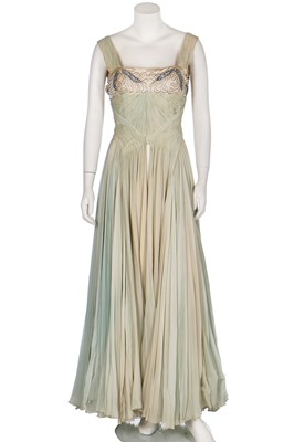 Lot 93 - A Carven couture draped chiffon evening gown, early 1950s