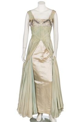 Lot 93 - A Carven couture draped chiffon evening gown, early 1950s
