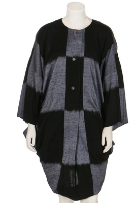 Lot 275 - An Issey Miyake blue and black ikat cotton dress, Spring-Summer 1986