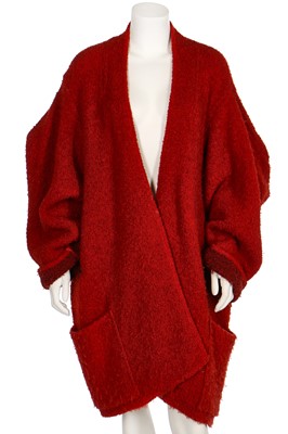 Lot 274 - An Issey Miyake red bouclé wool 'cow' jacket, circa 1985