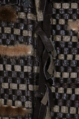 Lot 278 - An Issey Miyake woven leather and fur jacket, probably late 1980s