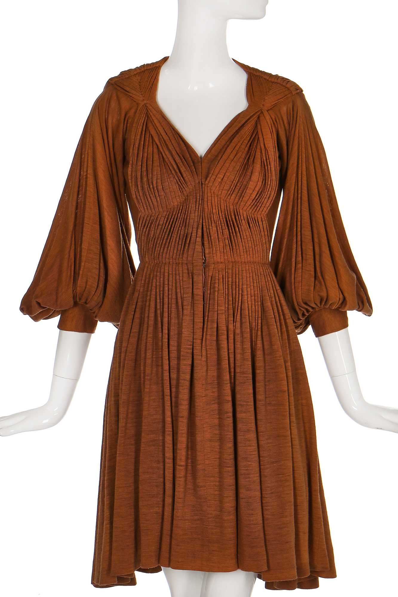 Lot 90 - A Madame Grès couture wool jersey day dress, circa 1946