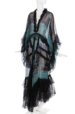 Lot 161 - A Zandra Rhodes 'Reverse Lily' printed chiffon dress, 1971