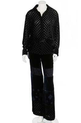 Lot 223 - A Tom Ford for Gucci monogrammed velvet 'pyjama' suit, Autumn-Winter 1997-98