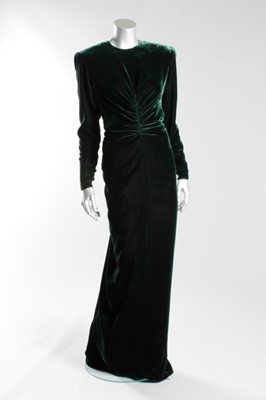 Lot 1 - A Victor Edelstein bottle-green velvet evening gown