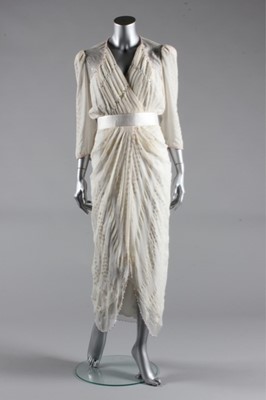 Lot 2 - Princess Diana's Zandra Rhodes white chiffon cocktail dress.'India Revisited' collection, A/W 1985-86