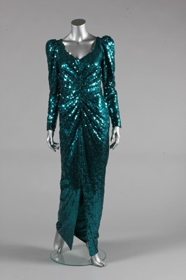 Lot 4 - A Catherine Walker sea-green sequined evening gown