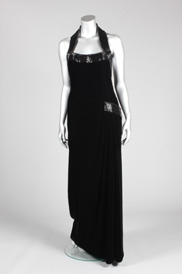 Lot 7 - A Catherine Walker black velvet and beaded evening gown