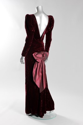 Lot 8 - A Catherine Walker burgundy crushed velvet evening gown