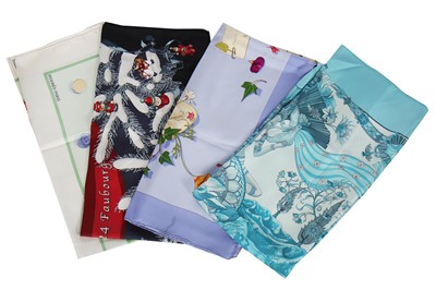Lot 211 - Four Hermès silk scarves, 1990s-2000s