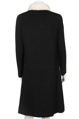 Lot 101 - A Jean Patou black basket-weave brocatelle coat, late 1960s