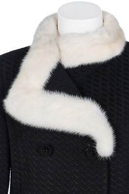 Lot 101 - A Jean Patou black basket-weave brocatelle coat, late 1960s