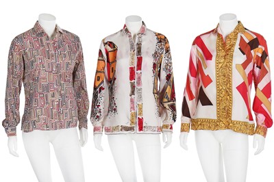 Lot 97 - Four Pucci printed silk shirts, 1950s-60s