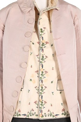 Lot 81 - A gentleman's pink silk coat, circa 1780, with...
