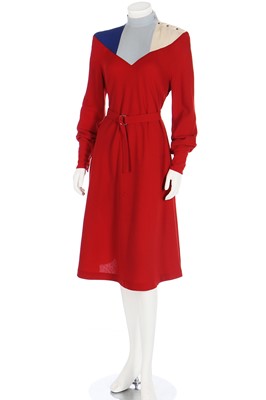 Lot 192 - A Thierry Mugler red wool-crêpe dress, 1970s