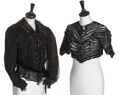 Lot 25 - Three black gowns and four evening bodices, 1910-1912