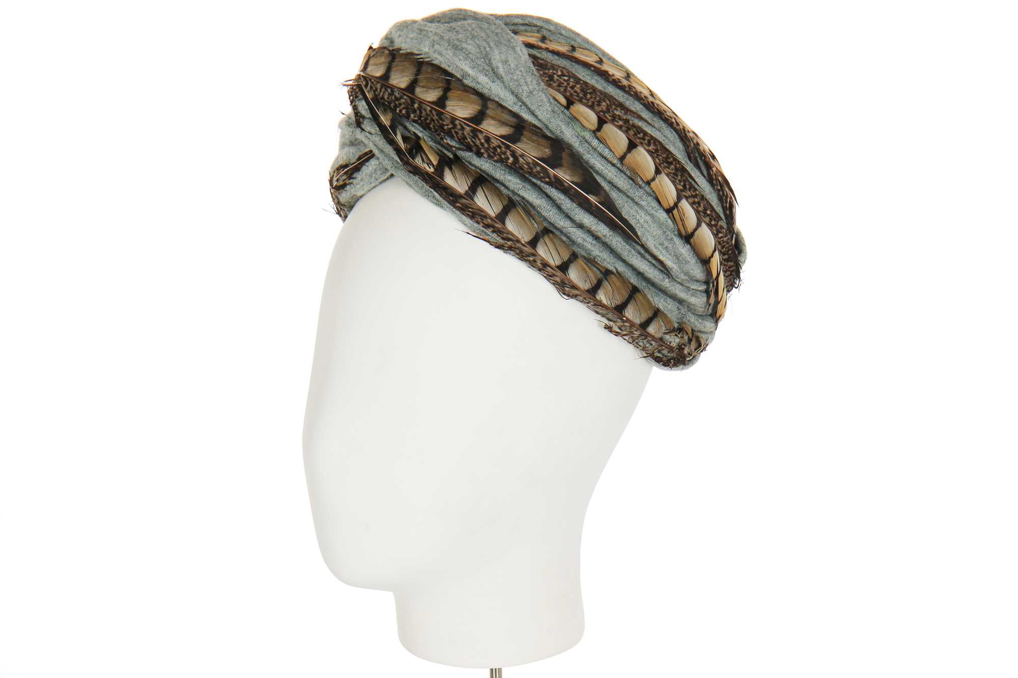 Lot 86 - A Dior turban of wrapped grey-blue knitted jersey, 1950s