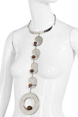 Lot 411 - A Pierre Cardin futuristic polished chrome necklace, late 1960s-1971