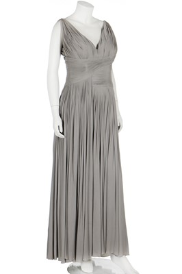 Lot 373 - A Madame Grès couture pleated dove-grey jersey evening gown, late 1940s-early 1950s