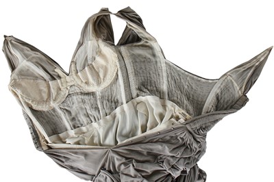 Lot 373 - A Madame Grès couture pleated dove-grey jersey evening gown, late 1940s-early 1950s