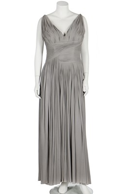 Lot 373 - A Madame Grès couture pleated dove-grey jersey evening gown, late 1940s-early 1950s