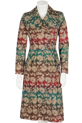 Lot 418 - An Yves Saint Laurent printed linen-blend coat, Spring-Summer 1970