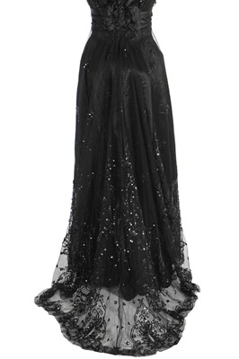 Lot 27 - A black sequinned tulle gown, circa 1911