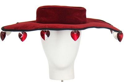 Lot 448 - An Yves Saint Laurent Spanish-inspired red velvet hat, Autumn-Winter 1992-93