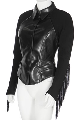 Lot 193 - A Thierry Mugler black vinyl and wool jacket, late 1990s