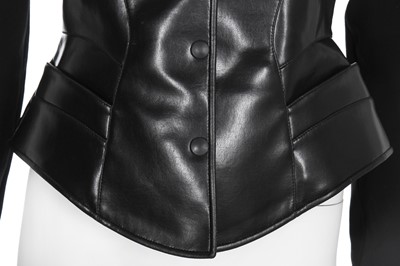 Lot 193 - A Thierry Mugler black vinyl and wool jacket, late 1990s