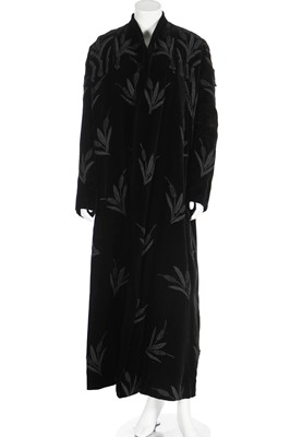 Lot 82 - A Fauro of Torino black velvet evening coat embroidered with reeds of silk cord, late 1940s-early 50s