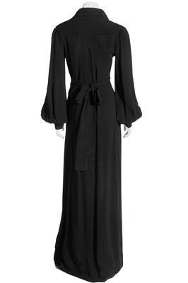 Lot 129 - An Ossie Clark black moss crêpe dress, circa 1970
