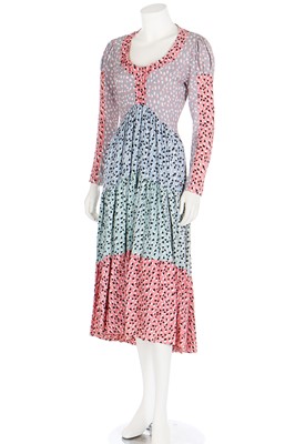 Lot 133 - An Ossie Clark printed crêpe dress with tiered skirt, 1970s