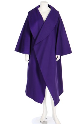 Lot 178 - A Claude Montana purple wool coat, 1980s