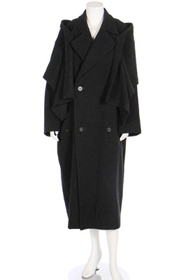 Lot 253 - An Issey Miyake charcoal-grey wool coat, 1980s