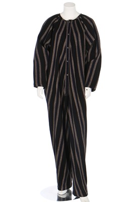 Lot 256 - An Issey Miyake striped wool voluminous jumpsuit, circa 1985