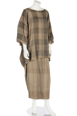 Lot 477 - An Issey Miyake checked cotton two-piece ensemble, possibly Spring-Summer 1985