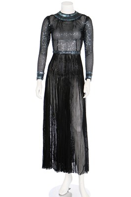 Lot 141 - A Paco Rabanne sequinned black mesh evening gown, circa 1970