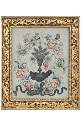 Lot 267 - A floral embroidery, believed to have belonged to Gertrude Jekyll, Italian, mid 18th century