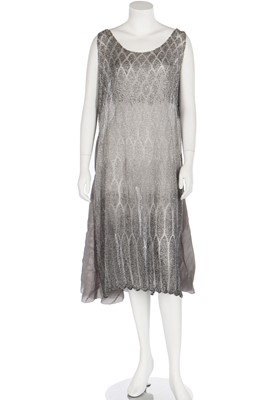 Lot 46 - A dégradé beaded muslin flapper dress, mid 1920s